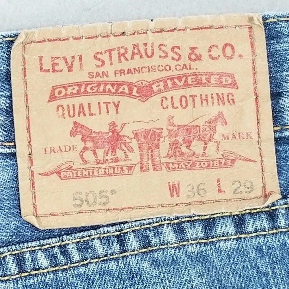 Levi's 505 jeans men's 36 x 29 regular fit straight blue denim pants medium wash